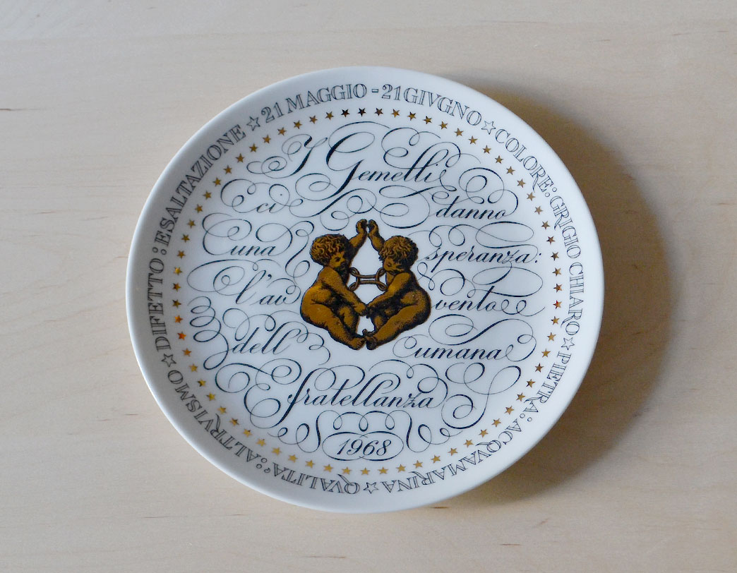 Fornasetti Zodiac Plate Gemelli/ゾディアックプレート 双子座