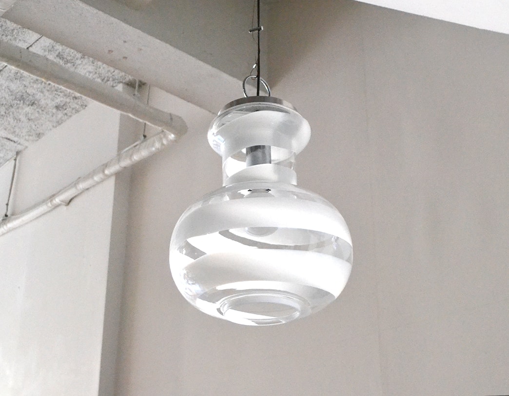 70s Glass Pendant Clear White(A)