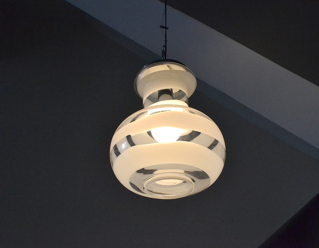 70s Glass Pendant Clear White(A)