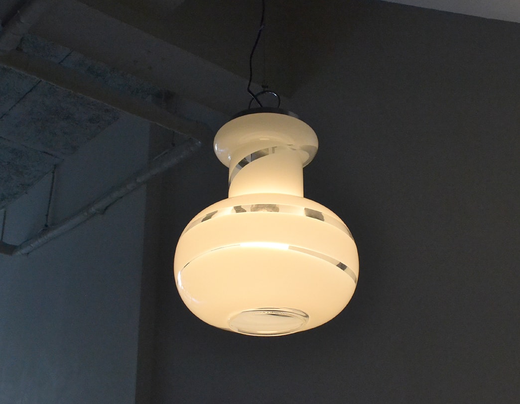 70s Glass Pendant Clear White(B)